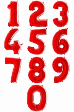 Шары Цифры в ассортименте "Красный", 102 см.
